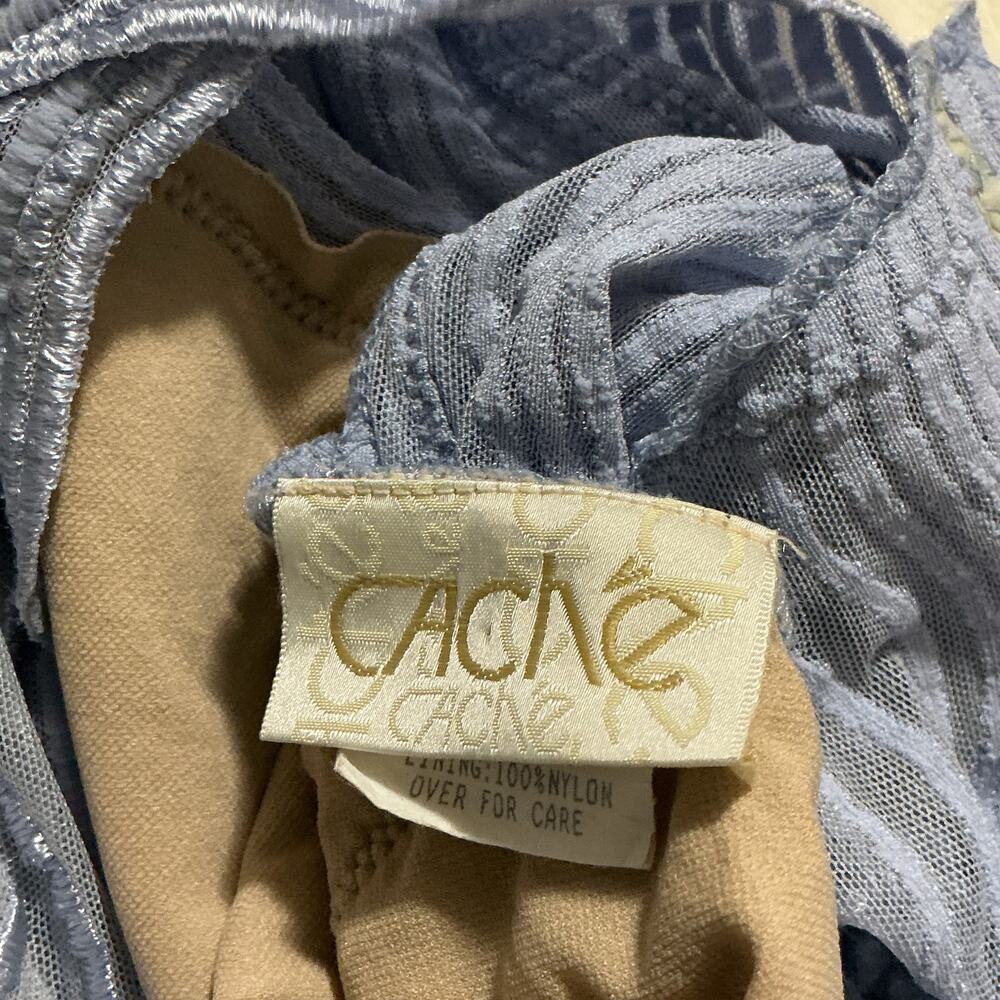 Cache Vintage Sheer Mesh Wave Stripe Fitted Crop … - image 5